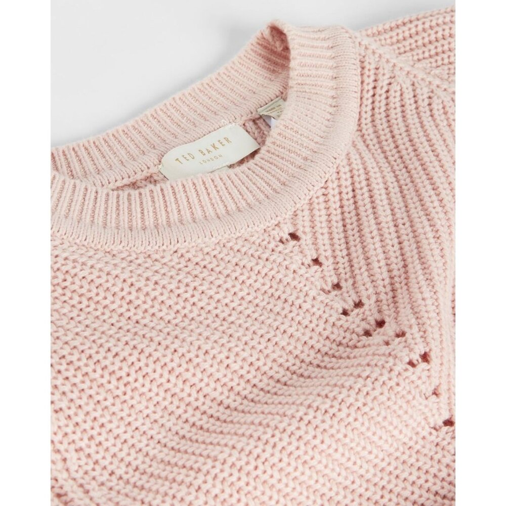 Ted Baker Sunniee Sweater Size 10 Puff Shoulder Structured Shoulder Soft Pink